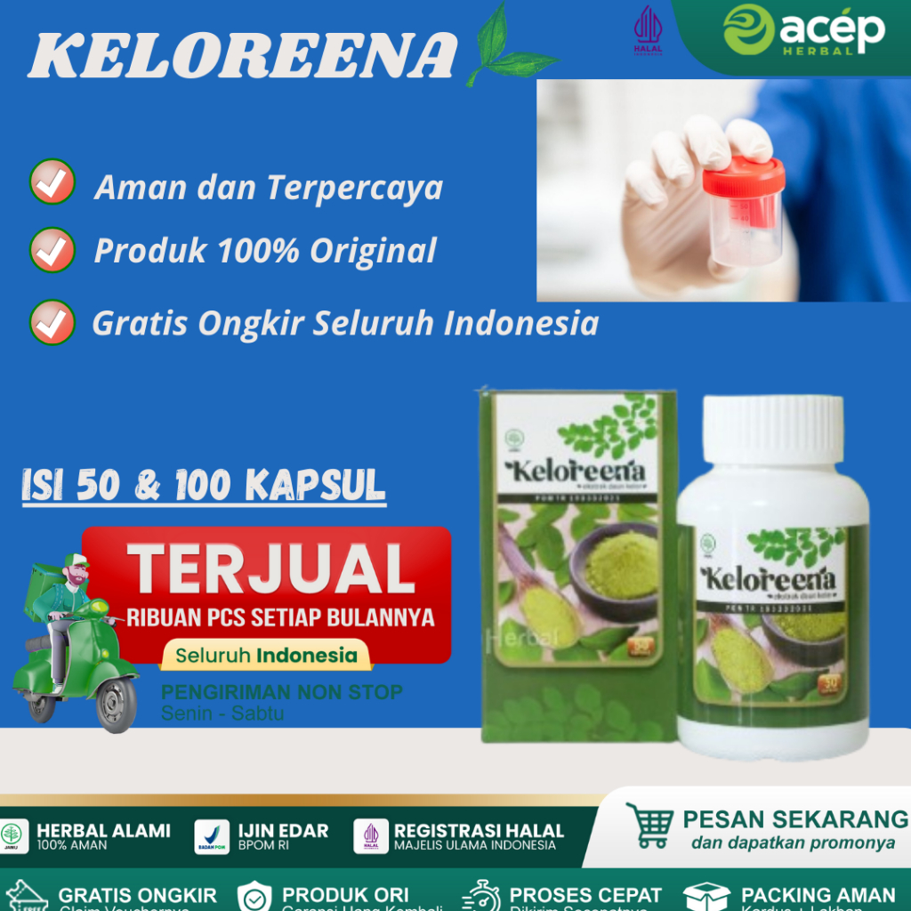 Keloreena Obat Herbal Membantu Mengatasi Sperma Encer Sperma Cair Asli Estrak Daun Kelor Isi 50 & 10