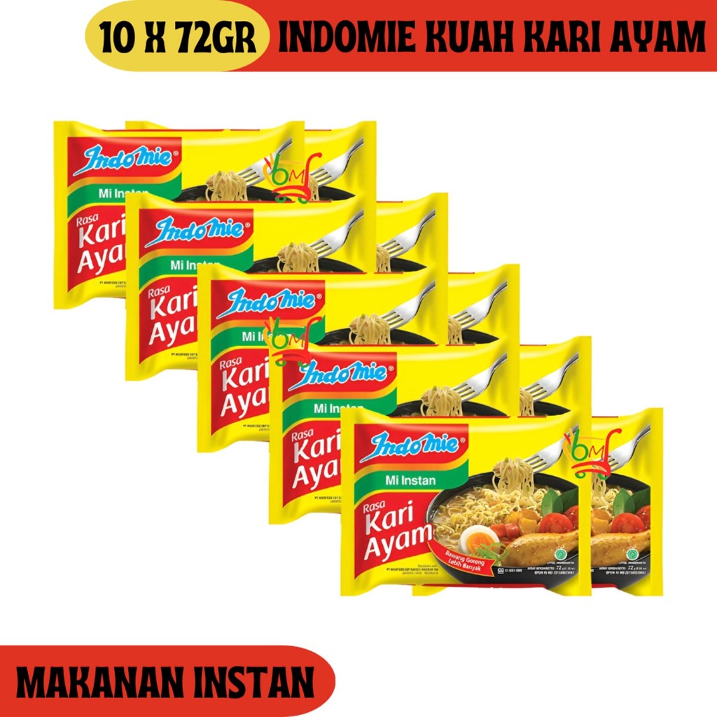 

10PCS Indomie Mie Instan Kuah Rasa Kari Ayam