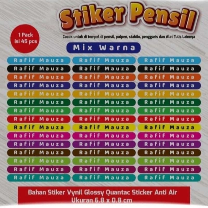 

Stiker nama alat tulis warna isi 40 pcs