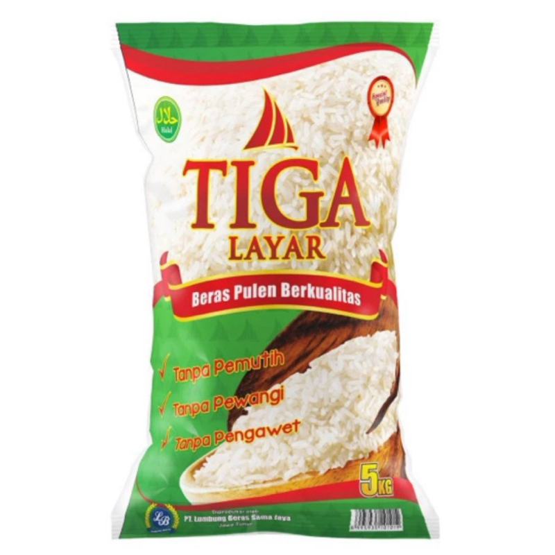 

Beras Tiga Layar Kemas 5 kg dan 3 kg Putih