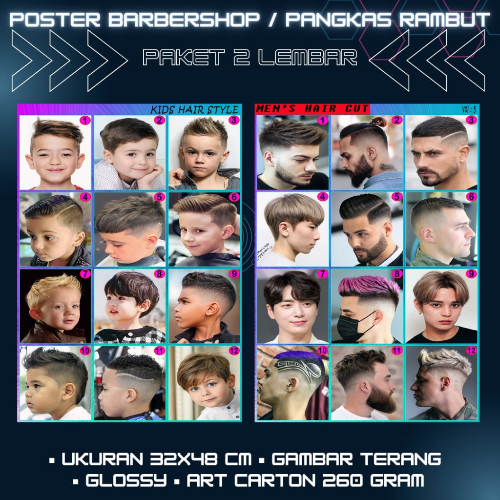 Poster pangkas rambut  / poster terbaru barber / Poster Rambut Pria Dewasa / Poster Rambut Anak
