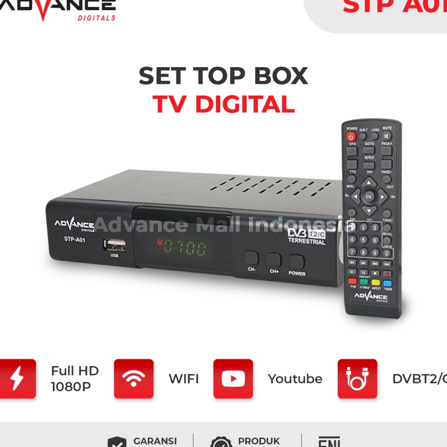 Pilihan Terbaikmu ADVANCE STPA1  Set Top Box TV Digital TV Tabung STB Receiver Penerima Siaran Full HD