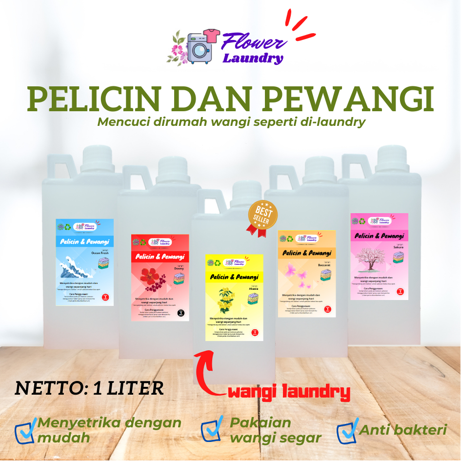 Pelicin dan Pewangi Laundry 1 L / Pelicin Pakaian [ Flower Laundry ]