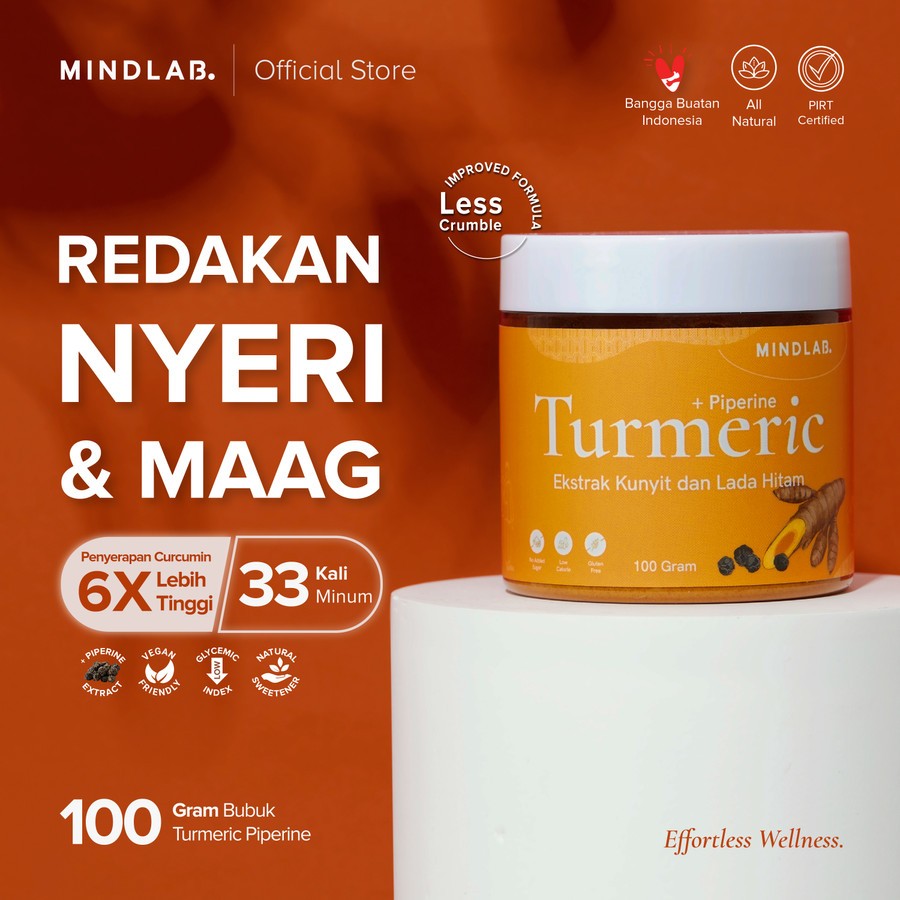 

MINDLAB Kunyit + Piperine Atasi Asam Lambung Maag GERD Herbal Alami