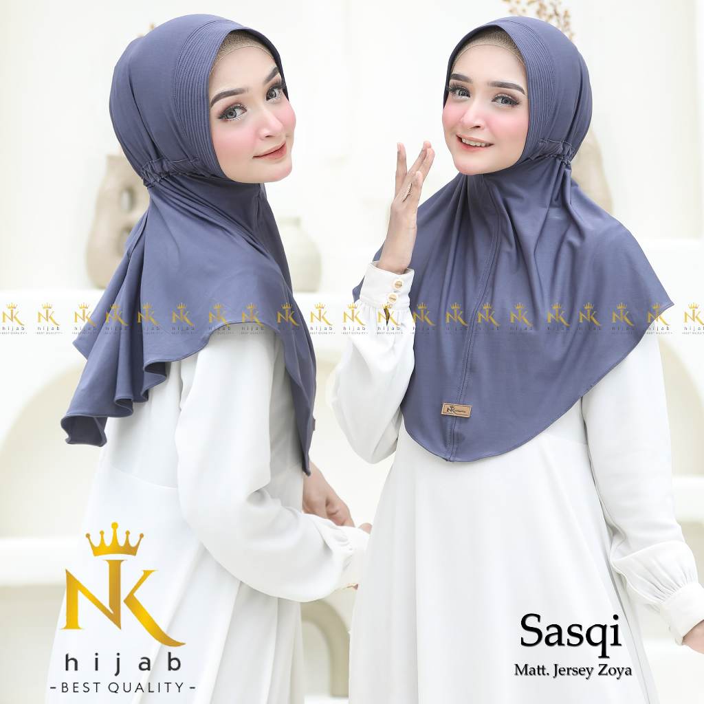 Jilbab Instan Pet Tali Sasqi Jersey Zoya Serut Model Jokowi | NK Collection