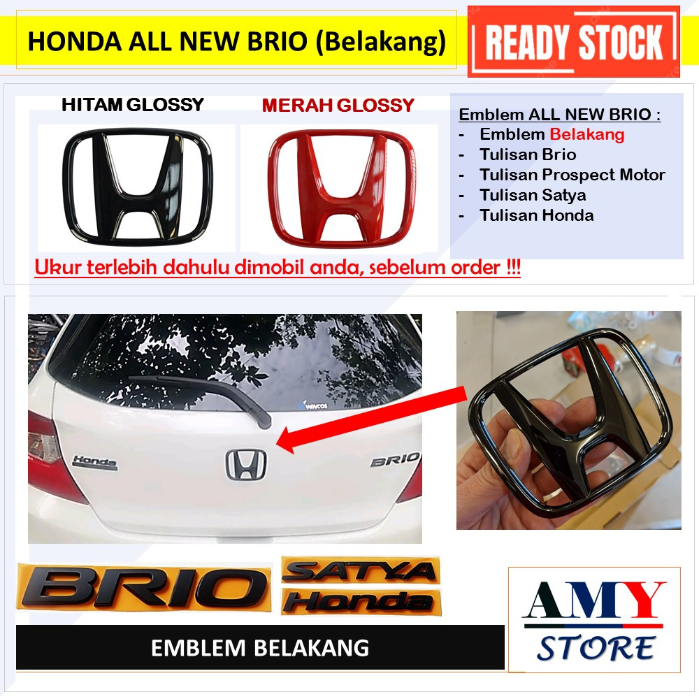 AMY151 - Logo Honda All New Brio Belakang,  Emblem, Tulisan, Sticker, Logo Lambang Honda all new Bri