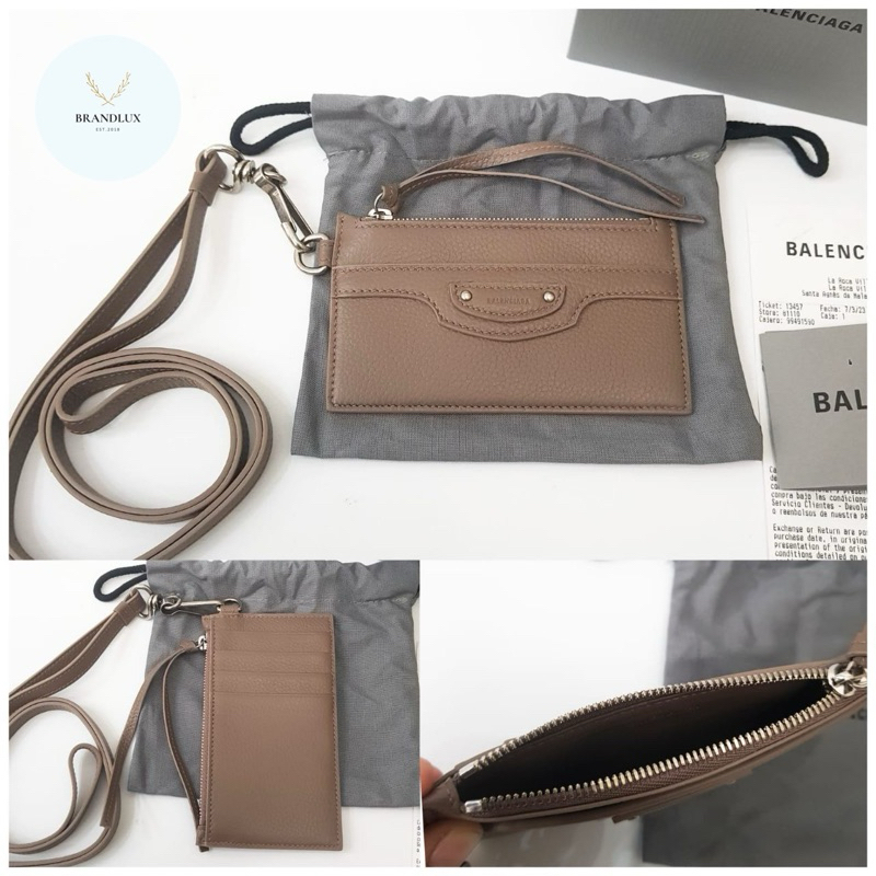 BALENCIAGA Neo classic card wallet zip lanyard  Darkmink