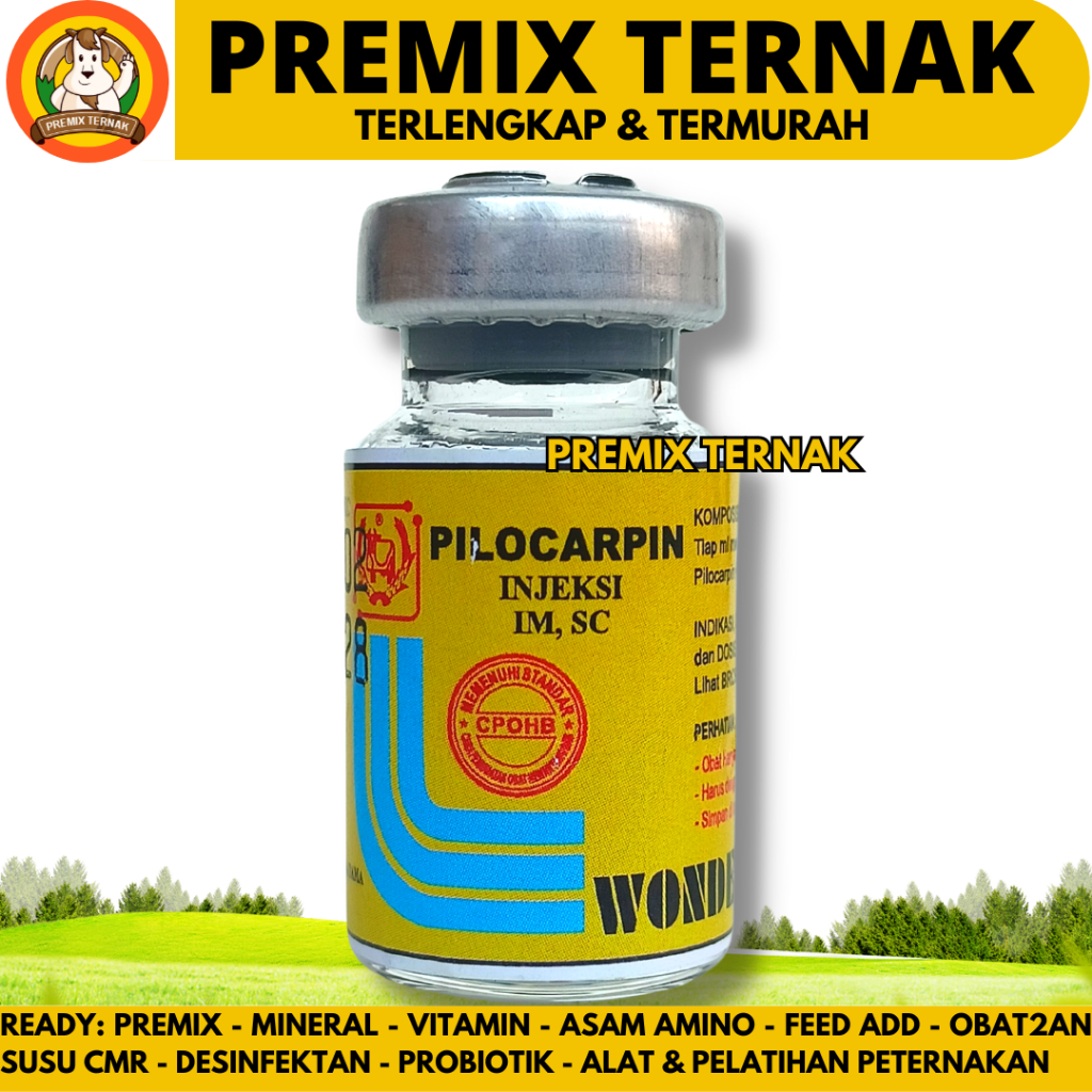 Obat Kembung Hewan PILOCARPIN INJ 5ML WONDER - Obat Kembung dan Kolik Sapi Kuda Kambing Domba Anjing