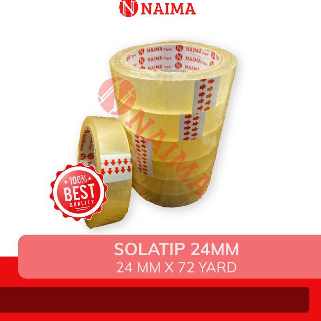 

ORIGINAL 6pcs Isolasi Selotip 1 inch x 72 YARD Solasi Solatip Lakban Bening 24mm Naima Tape