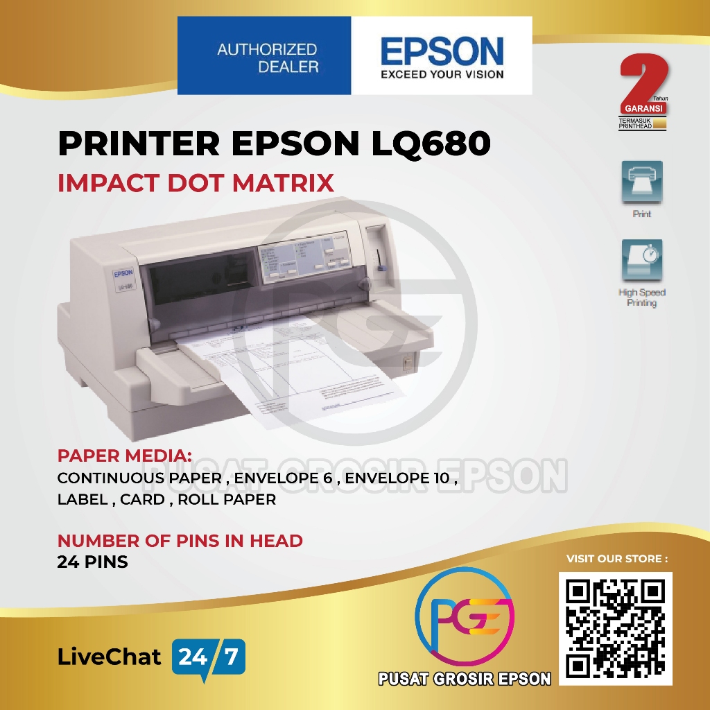 Printer EPSON LQ-680 PRO LQ680 LQ 680 PRO DOT MATRIX ORIGINAL DAN GARANSI RESMI