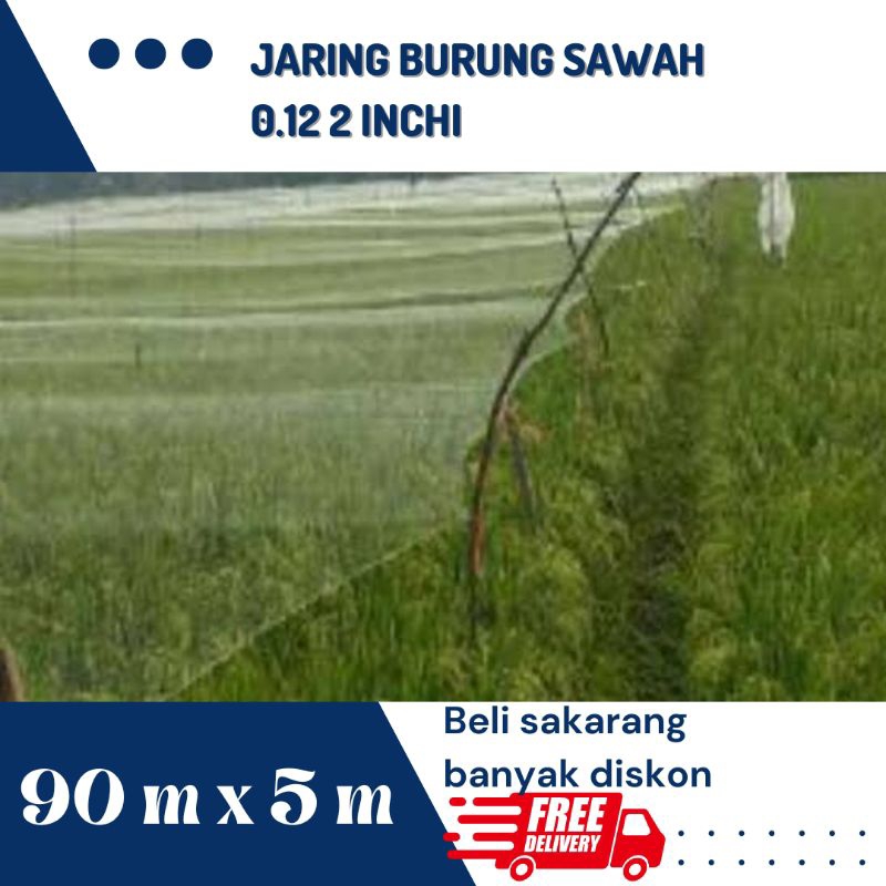 jaring burung jaring sawah jaring burung pipit emprit lubang 2 inch / 2 jari lebar 5 meter  panjang 