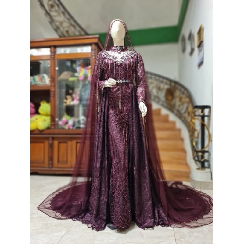 gaun pengantin premium mewah/gaun pengantin slim ekor mewah/gaun pengantin pernikahan premium