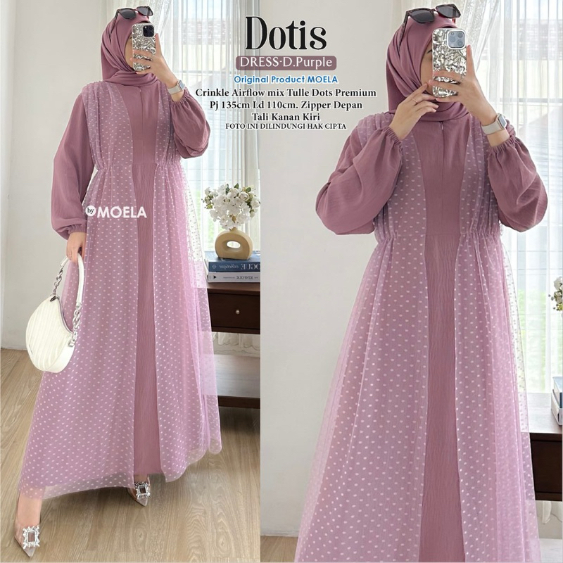 DRESS CRINKLE MIX TILE BY MOELA dotis dress