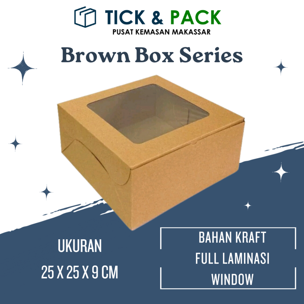 

[ Isi 10 ] Dus Kraft Box 25 x 25 x 9 Laminasi + Jendela Kemasan Kue Dus Kue Packaging Kardus