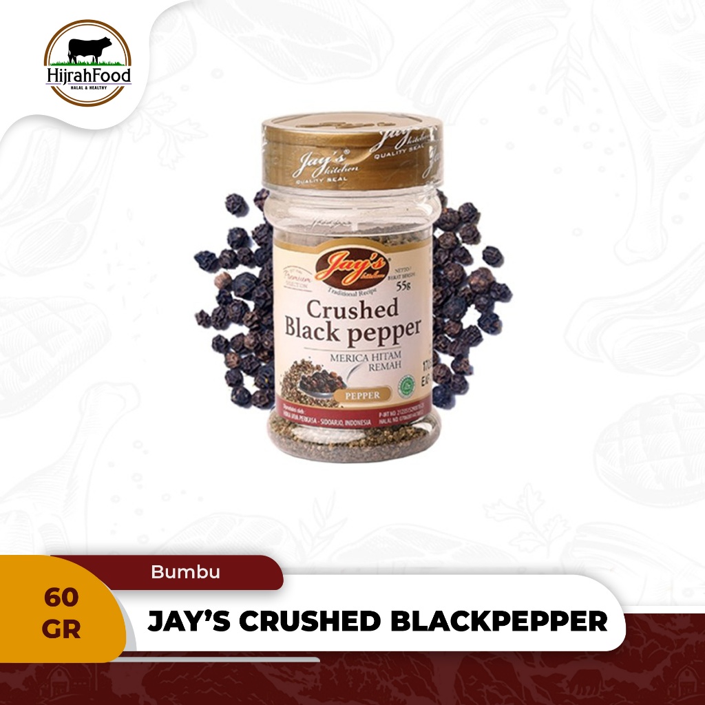 

Jay's Kitchen Spices Crushed Black pepper Merica Hitam Remah 60 gram