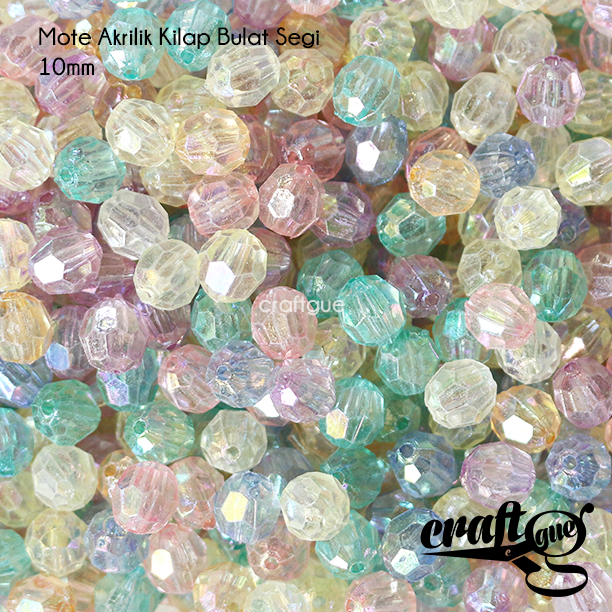 Mote Akrilik Kilap Bulat Segi
