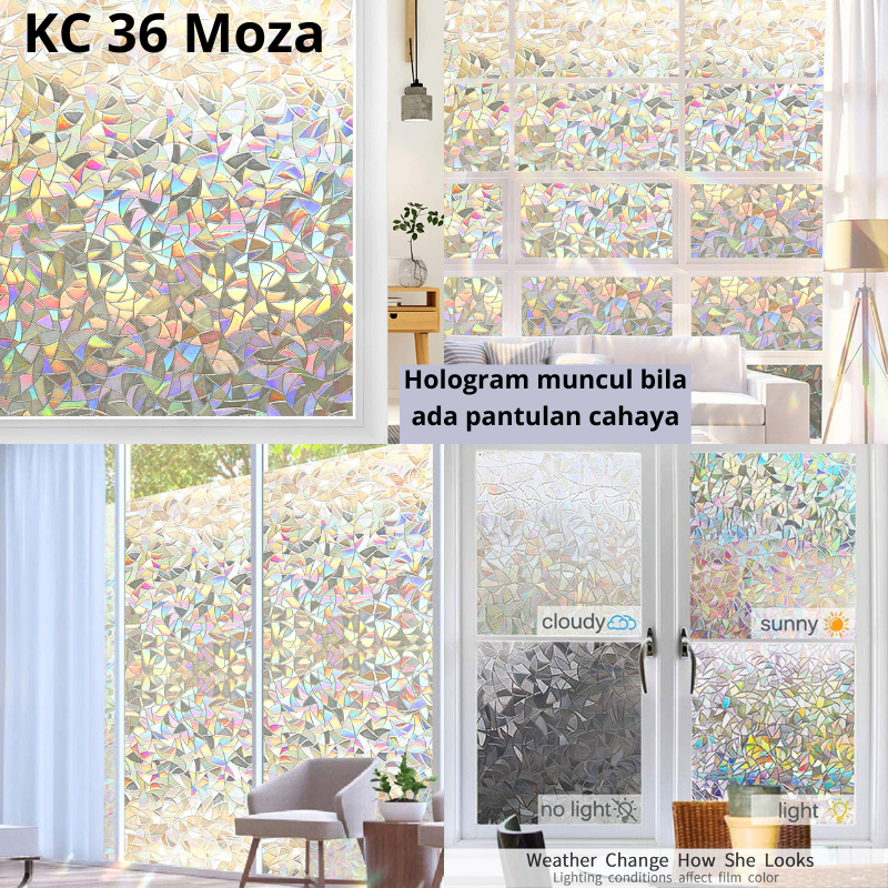 STICKER KACA PREMIUM HOLOGRAM SUNBLAST KACA SALUR PUTIH STIKER DEKORATIF SANBLAS WALLSTICKER WALSTIK