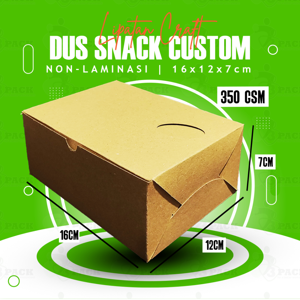 kotak kue warna coklat / snack box kue / jajan pasar / dus roti ukuran 16x12x7 Craft non-laminasi