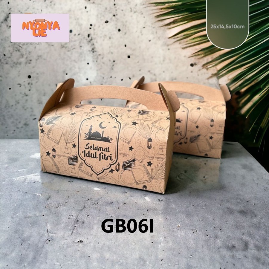 

GB06I Gable Box Kraft IDUL FITRI 25x14.5x10 cm Toples 3 Susun Cookies Hampers