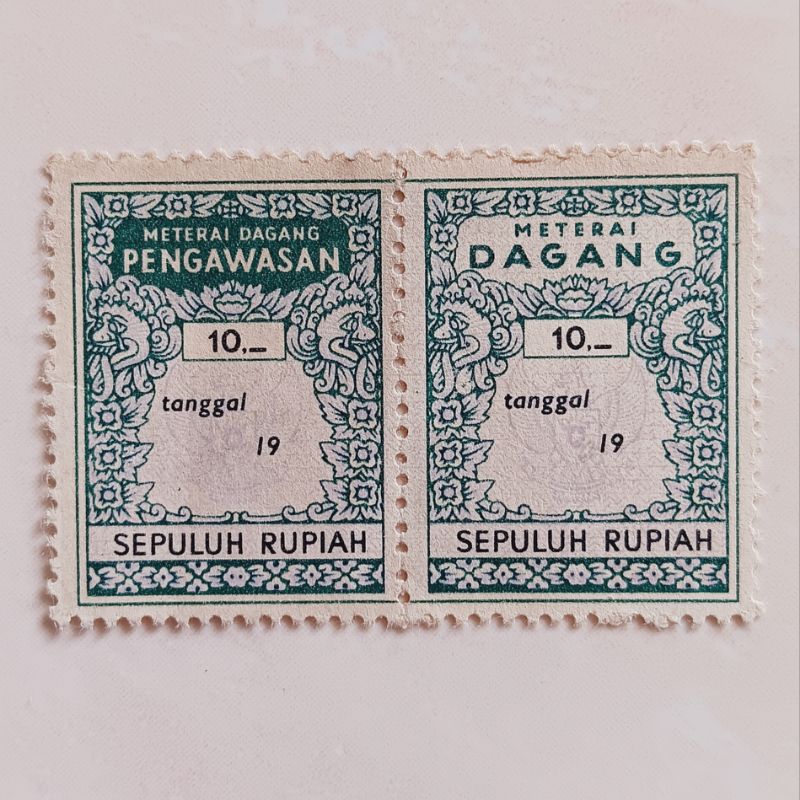 

(AD) Materai Meterai Dagang Pengawasan Tahun 1960 - 1966 Nominal 10 Rupiah Blok 2 Mint
