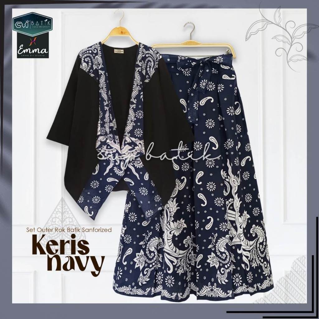 SETELAN ATASAN WANITA BATIK MODERN  OUTER DAN ROK BATIK MOTIF SANFORIZED ORI SVJ BATIK
