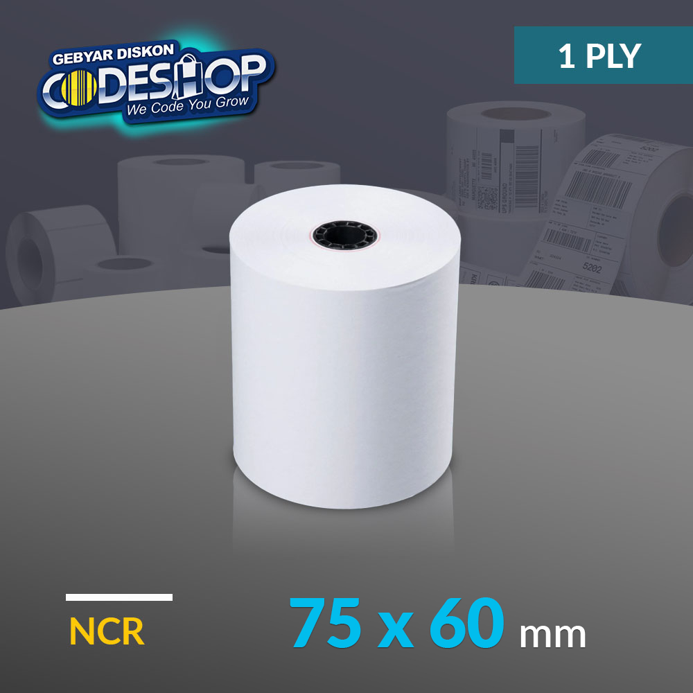 

(10 ROLL) ESHOP KERTAS STRUK KASIR NCR 75X60 MM 1 PLY PRINTER KASIR DOT MATRIX 76MM EPSON TM-U220