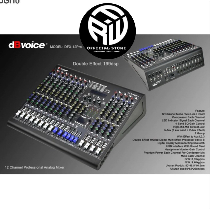 MIXER AUDIO DBVOICE DFX 12 PRO / DFX12PRO / DFX-12PRO (ORIGINAL) 12 channel