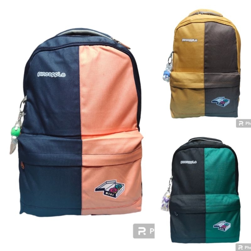 Tas Ransel laptop sekolah Pineapple 32433 Original free raincover