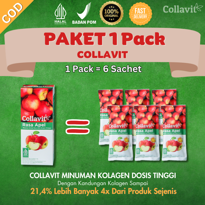 COLLAVIT Pack Collagen Drink | Kolagen Pencerah Kulit | Minuman Serbuk Kolagen BPOM & Halal |