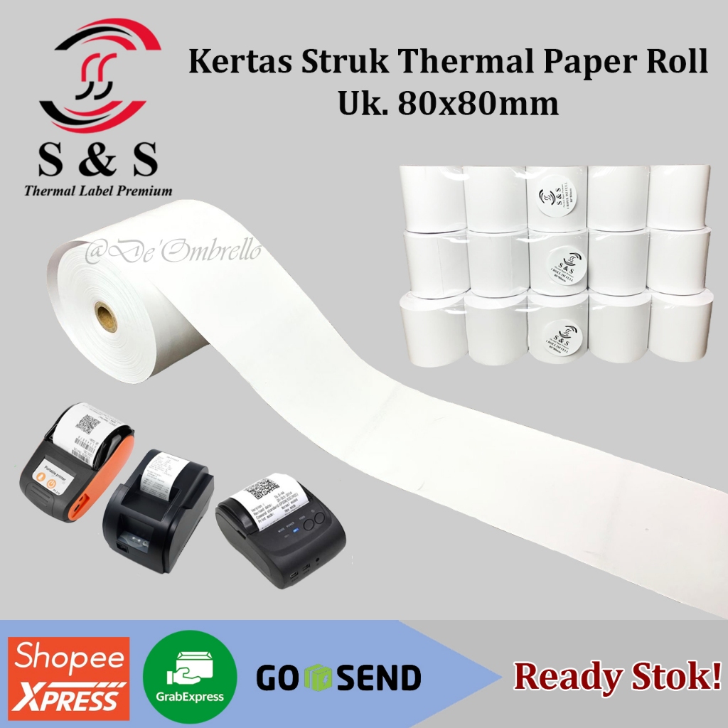 

KERTAS THERMAL PAPAER ROLL 80 X 80MM CETAK HITAM Premium Quality