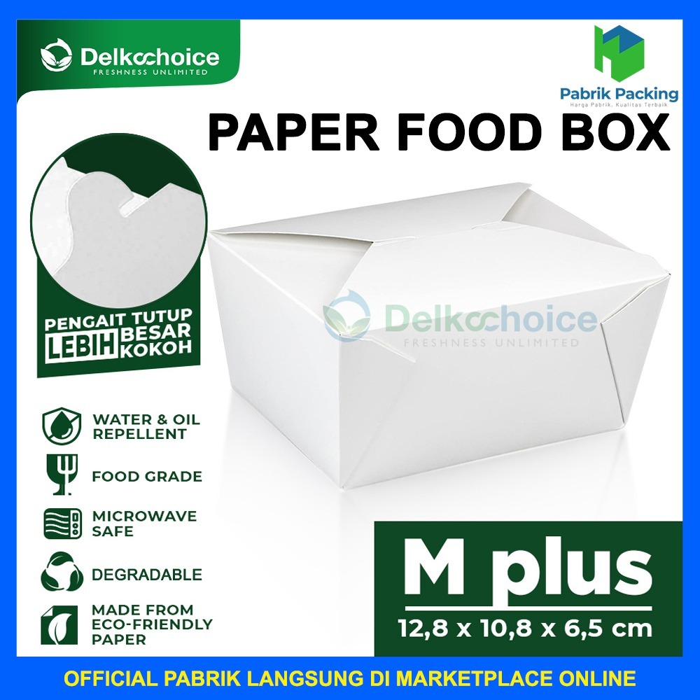 Paper Rice Box Putih Foodpail Paper Kotak Makan Rice Box Food Grade Size Mplus Satuan Delkochoice