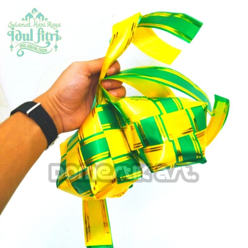 KETUPAT JUMBO 12X8 cm /Hiasan Parcel Hampers pita lis mas / ketupat gantung ketupat besar ketupat ga