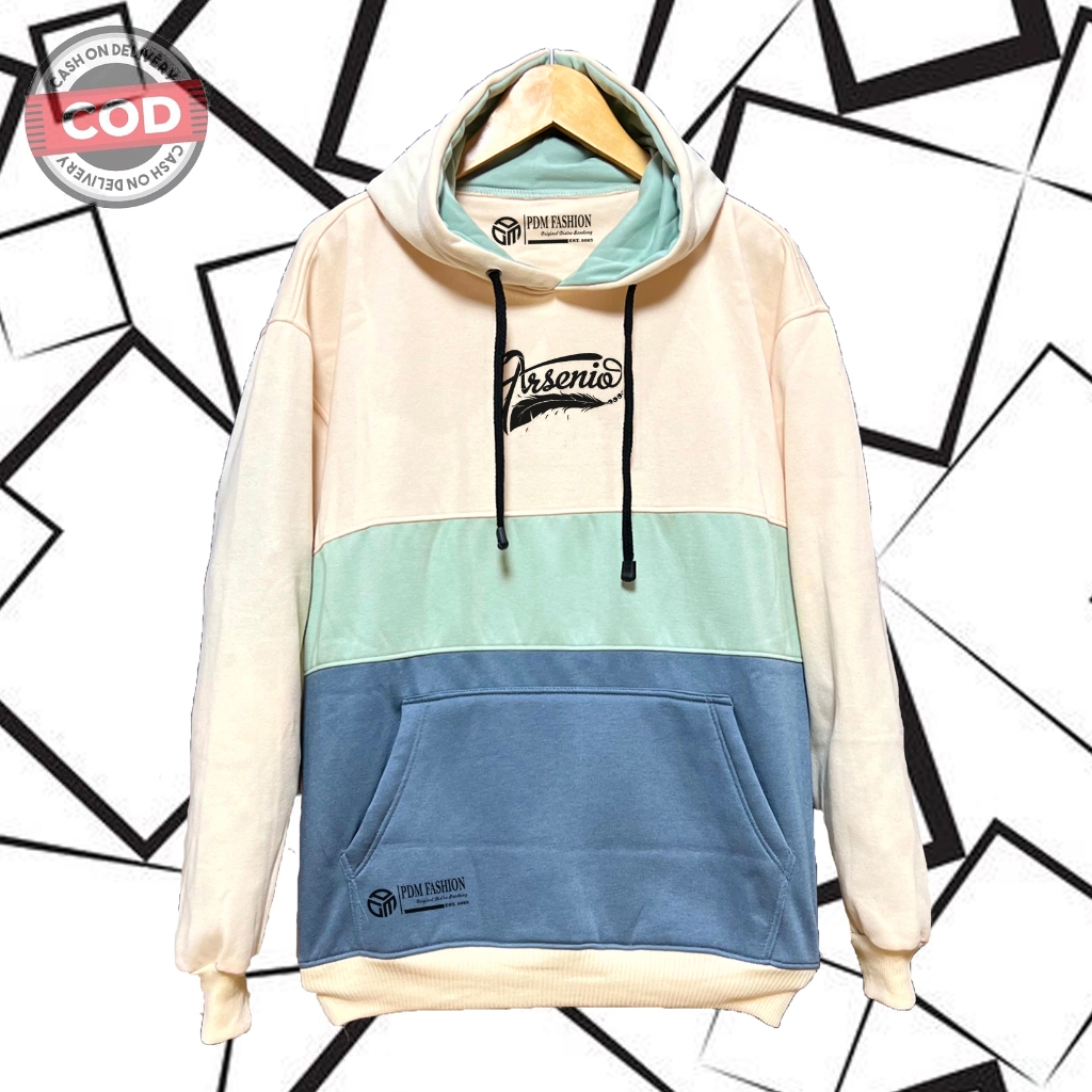Sweater Hoodie Jaket Pria Wanita Warna Cream Mix Hijau Mint Mix Denim Switer Kombinasi Terbaru Dan K