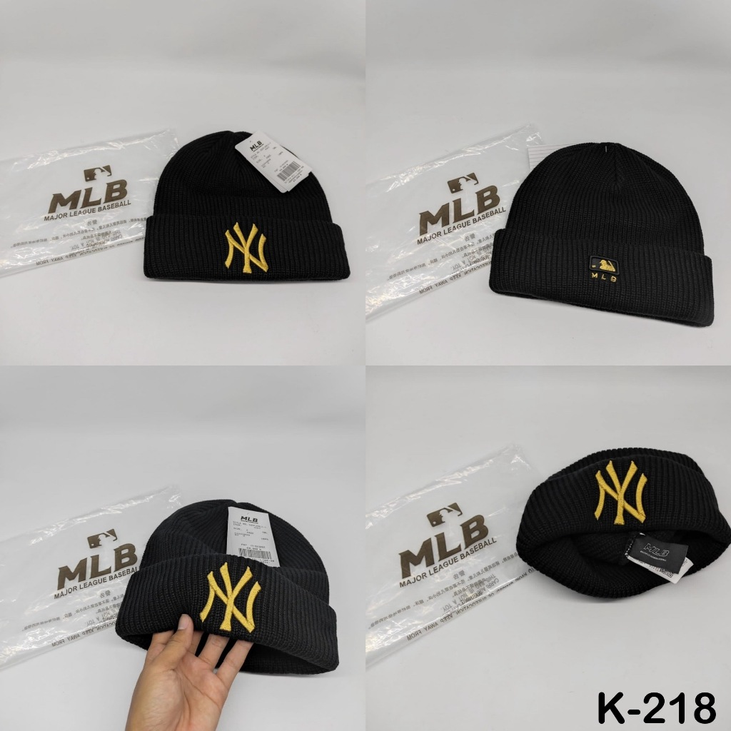 K-218 Topi Kupluk NY MLB Black Logo Gold