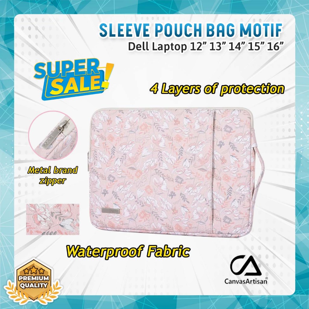 Tas Dell Laptop 12 13 14 15 16 inch Latitude XPS Sleeve Bag Case Pouch Motif Bunga Handbag Sleevebag