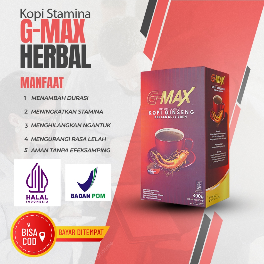 

Coffee G-MAX Kopi Ginseng Penambah Stamina Pria Kuat Tahan Lama