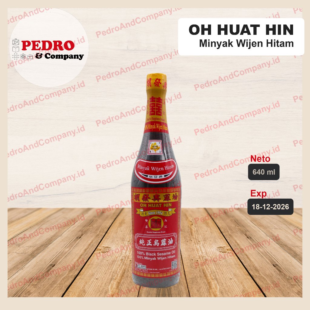 

Oh Huat Hin Black Seame Oil 640 ml minyak wijen hitam double happiness