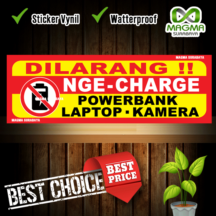 

Stiker dilarang Nge-charge Powerbank - lap top - kamera
