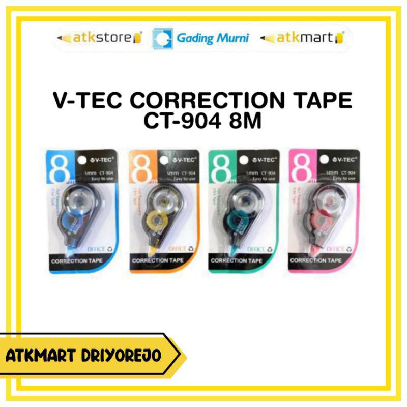

V-TEC CORRECTION TAPE CT-904 - TIPE X KERTAS - STIPO KERTAS - PITA KOREKSI