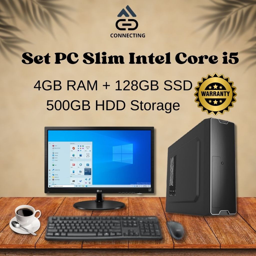 Set PC Slim Intel Core i5 RAM 4GB SSD Rakitan Office