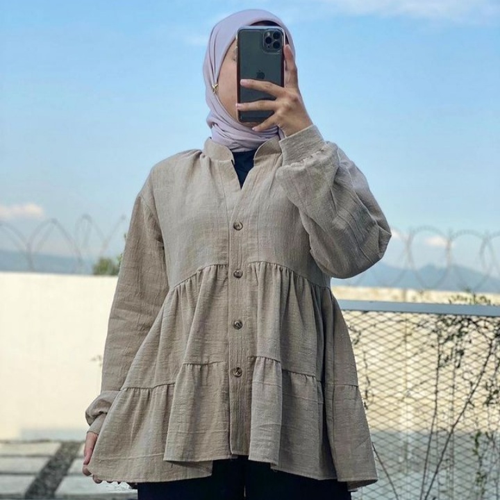 Gabiel Top - Baju Atasan Wanita Linen - Baju Atasan Wanita Muslim