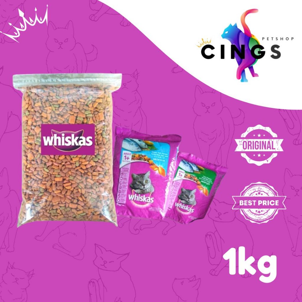 whiskas repack 1kg makanan kucing kering whiskas