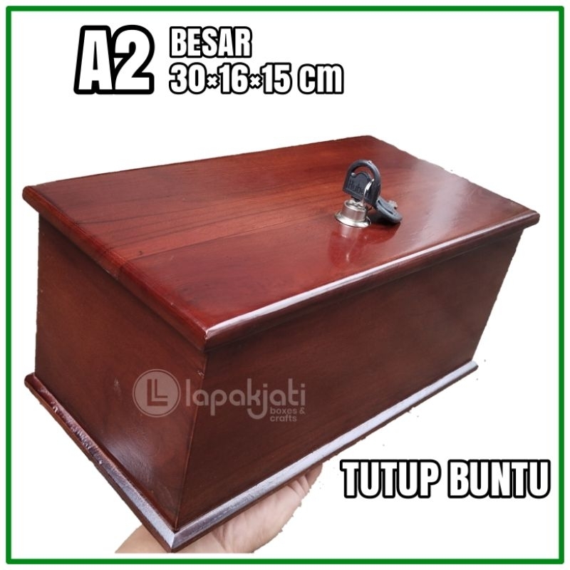 NEW KOTAK PENYIMPANAN BESAR KOTAK UANG BOX PERHIASAN KAYU JATI POLOS