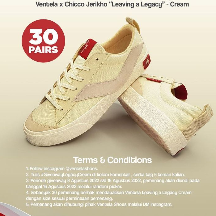 Sepatu Ventela Cj Konnijiwa Low Cream - Sepatu Sneakers Casual Pria Wanita Vantela Original