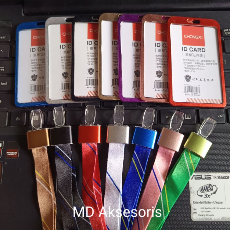 

Tempat Id Card Alumunium + Tali Lanyard Alumunium Salur Holder Id Card Alumunium Verikal