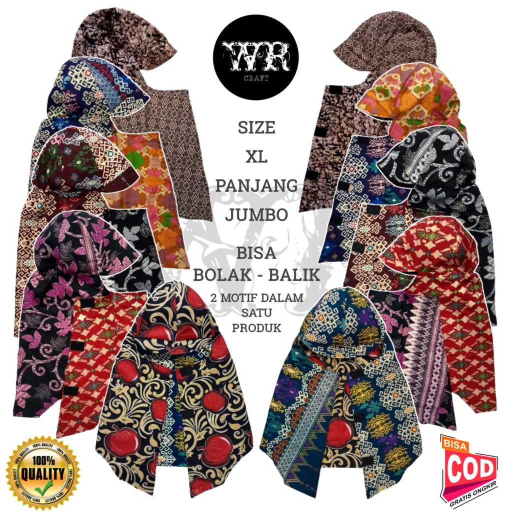 BISA PILIH MOTIF - TOPI ANTI PANAS BATIK PANJANG JUMBO - TOPI JEPANG - TOPI MANCING - TOPI LAS -  TO