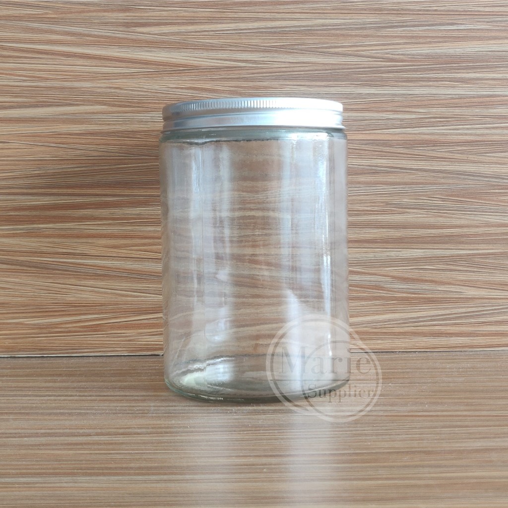 Toples Kaca Ulir Tutup Seng Silver Putar Toples Kue