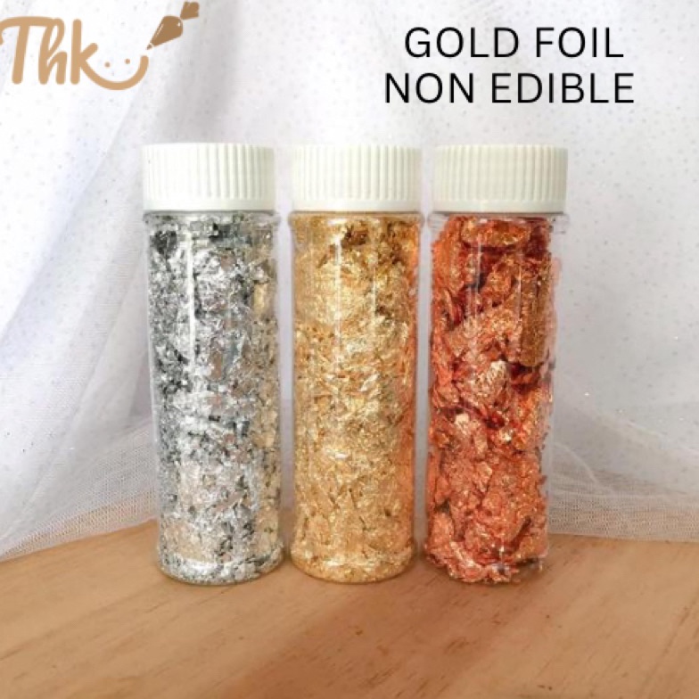 

SHOPEE MALL Hiasan Kue Gold Foil Silver Foil Non edible Tidak bisa dimakan 2gr