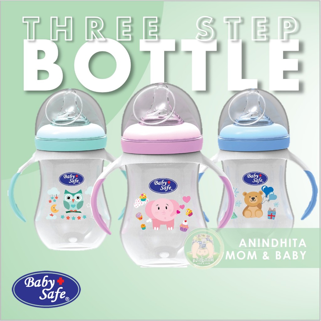 BABYSAFE 3 Stage Feeding Bottle Botol Dot Spout Training Cup Baby Safe
