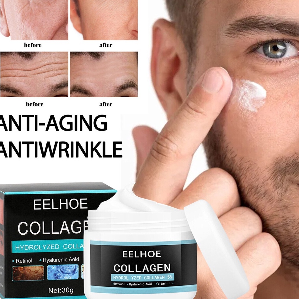 TERJAMIN BAGUS EELHOE Mens Collagen Moisturizer Cream  Pelembab Wajah Pemutih Wajah krim Penghilang 
